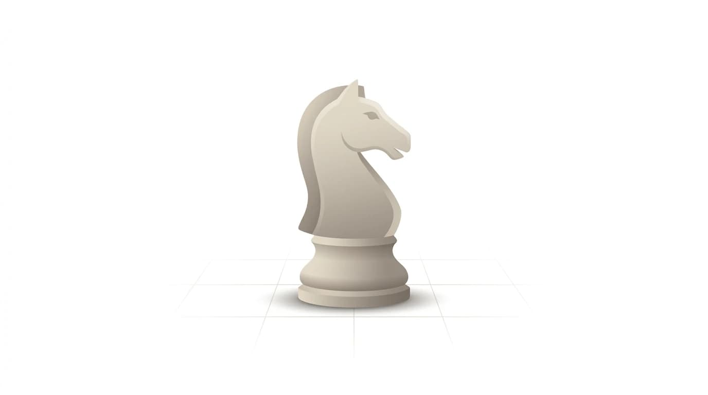 Editorial illustration of a chess knight on a subtle grid, symbolizing sports influencer strategy and planning